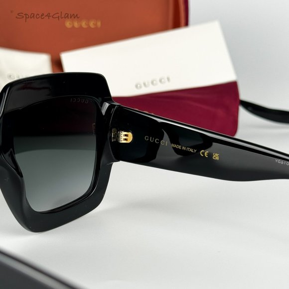 NEW Gucci GG0053SN 001 Black Gray Oversized Square Gradient Sunglasses - Picture 9 of 12